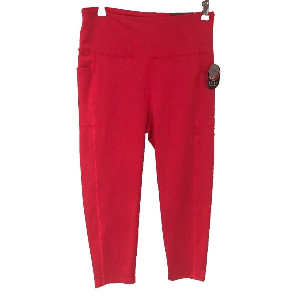 NWT Bally Capris Capri Pants Women XL Hi Rise Pockets Gym Activewear Coral Pink‎